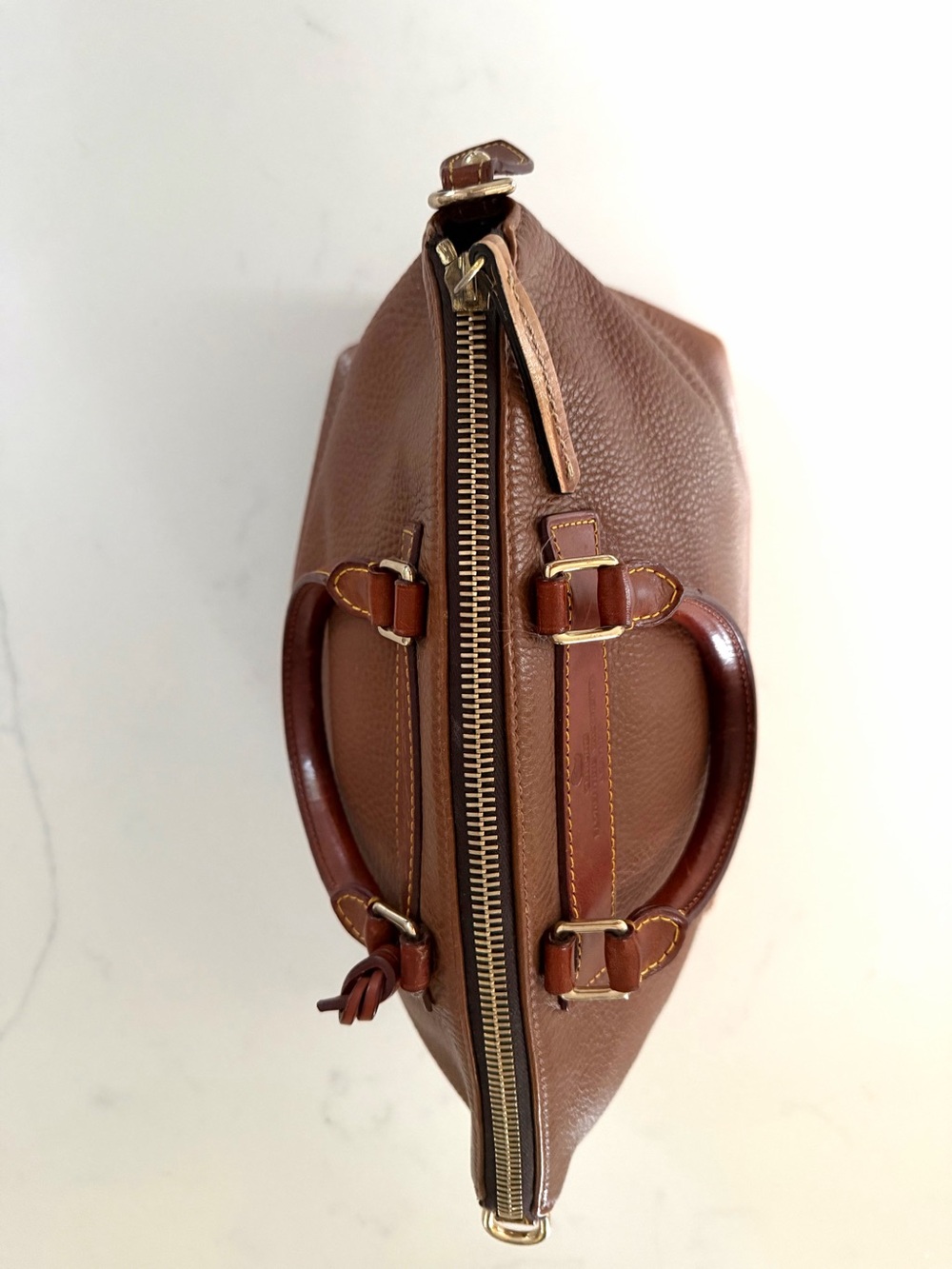 DOONEY & BOURKE•British tan pebble leather satchel crossbody bag - Picture 9 of 13